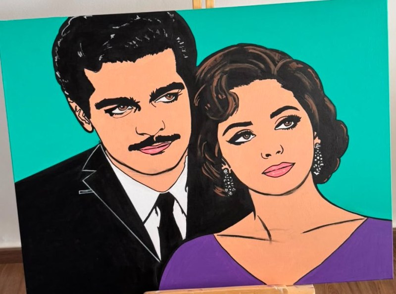 Éternels — Le couple du cinéma d'or, acrylique sur toile.